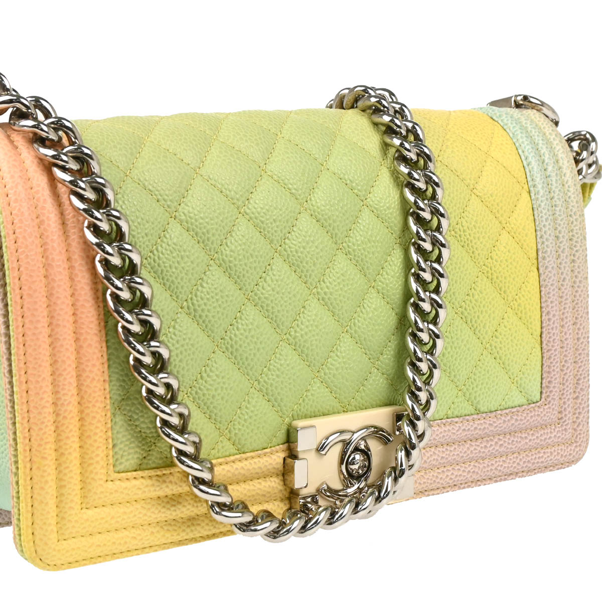 Boy Chanel 2018 Pastel Rainbow Caviar Medium Shoulder Bag