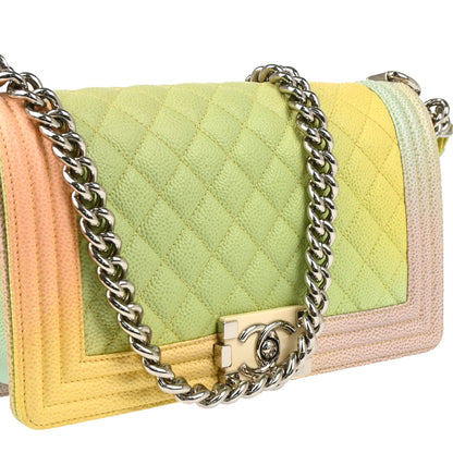 Boy Chanel 2018 Pastel Rainbow Caviar Medium Shoulder Bag