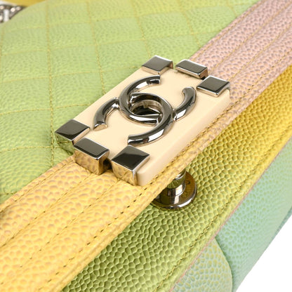 Boy Chanel 2018 Pastel Rainbow Caviar Medium Shoulder Bag
