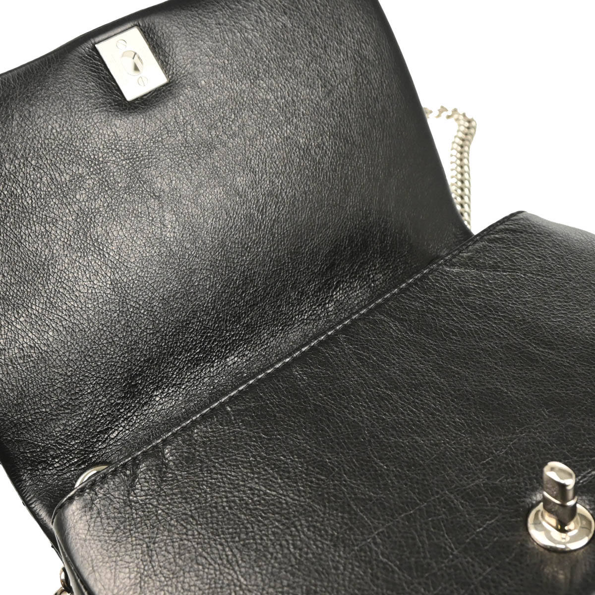 Chanel 2018 Black Embossed Calfskin Turnlock Small Full Flap Shoulder Bag