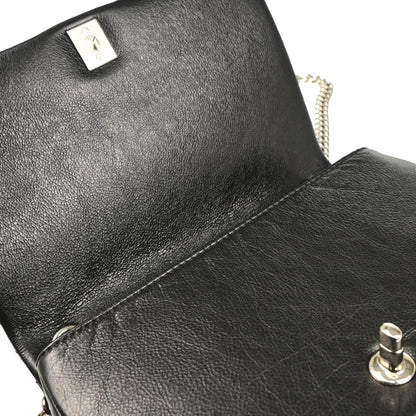 Chanel 2018 Black Embossed Calfskin Turnlock Small Full Flap Shoulder Bag