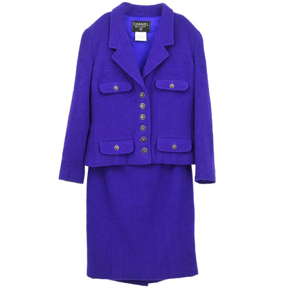 Chanel 1995 Setup Suit Jacket Skirt Purple #42