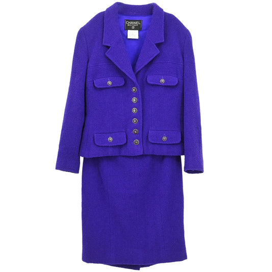 Chanel 1995 Setup Suit Jacket Skirt Purple #42