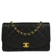 Chanel 1991-1994 Black Lambskin Medium Diana Shoulder Bag
