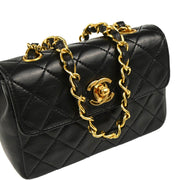 Chanel 1989-1991 Black Lambskin Shoulder Bag