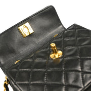 Chanel 1989-1991 Black Lambskin Shoulder Bag