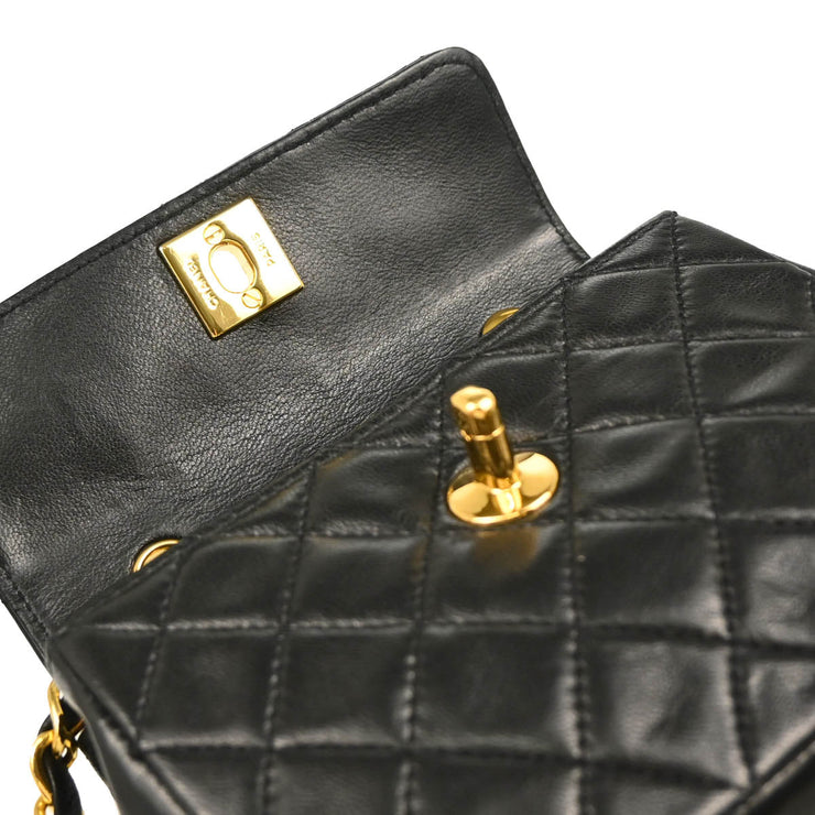 Chanel 1989-1991 Black Lambskin Shoulder Bag