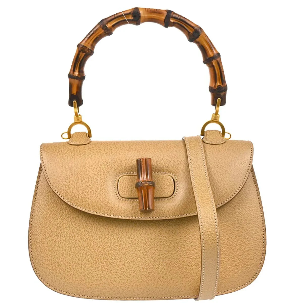 Gucci Beige Bamboo 2way Shoulder Handbag