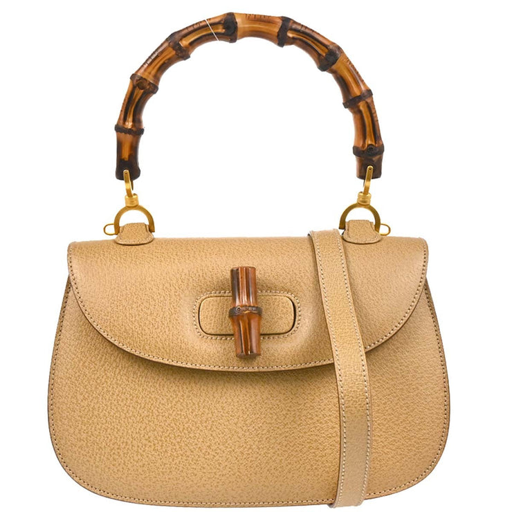 Gucci Beige Bamboo 2way Shoulder Handbag