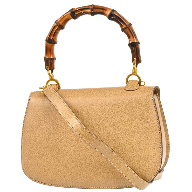 Gucci Beige Bamboo 2way Shoulder Handbag