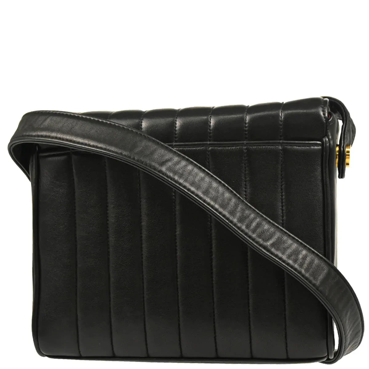 Chanel 1996-1997 Black Lambskin Mademoiselle Shoulder Bag