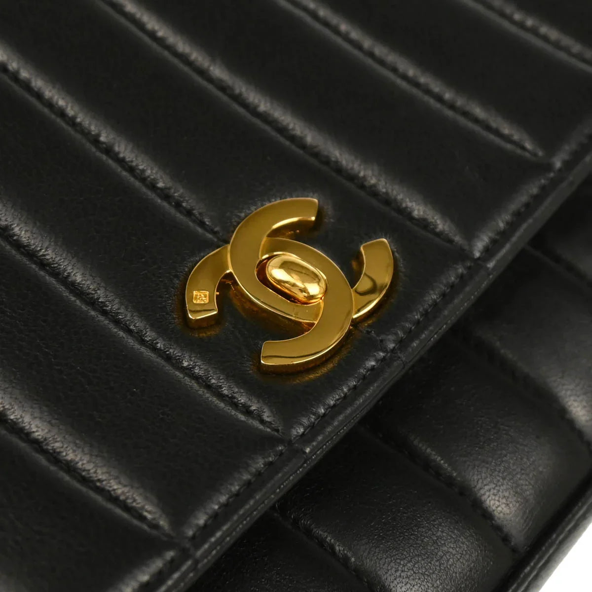 Chanel 1996-1997 Black Lambskin Mademoiselle Shoulder Bag
