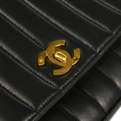 Chanel 1996-1997 Black Lambskin Mademoiselle Shoulder Bag