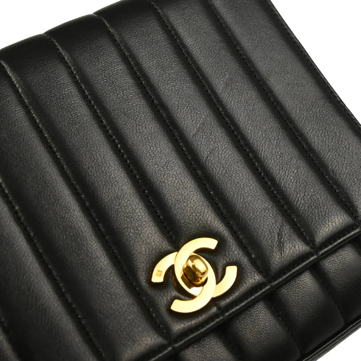 Chanel 1996-1997 Black Lambskin Mademoiselle Shoulder Bag