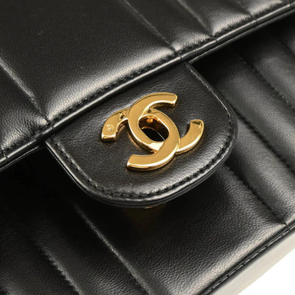 Chanel 1991-1994 Black Lambskin Mademoiselle Shoulder Bag