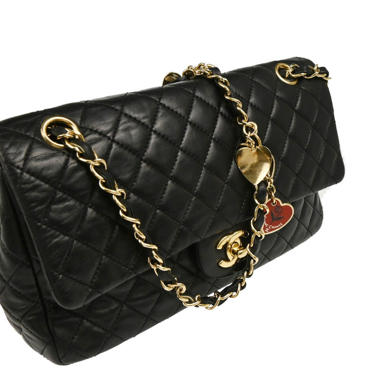 Chanel 2009-2010 Black Lambskin Valentine Shoulder Bag
