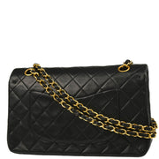 Chanel 1989-1991 Black Lambskin Medium Classic Double Flap Shoulder Bag