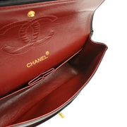 Chanel 1989-1991 Black Lambskin Medium Classic Double Flap Shoulder Bag