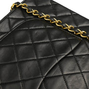 Chanel 1989-1991 Black Lambskin Medium Classic Double Flap Shoulder Bag