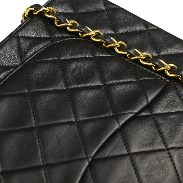 Chanel 1989-1991 Black Lambskin Medium Classic Double Flap Shoulder Bag