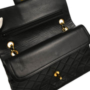 Chanel 1989-1991 Black Lambskin Medium Classic Double Flap Shoulder Bag