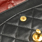 Chanel 1989-1991 Black Lambskin Medium Classic Double Flap Shoulder Bag