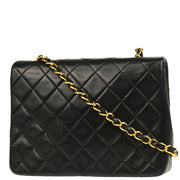Chanel 1991-1994 Black Lambskin Classic Square Flap Shoulder Bag