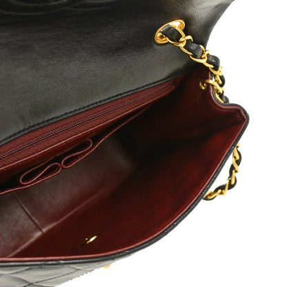 Chanel 1991-1994 Black Lambskin Classic Square Flap Shoulder Bag