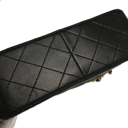 Chanel 1991-1994 Black Lambskin Classic Square Flap Shoulder Bag