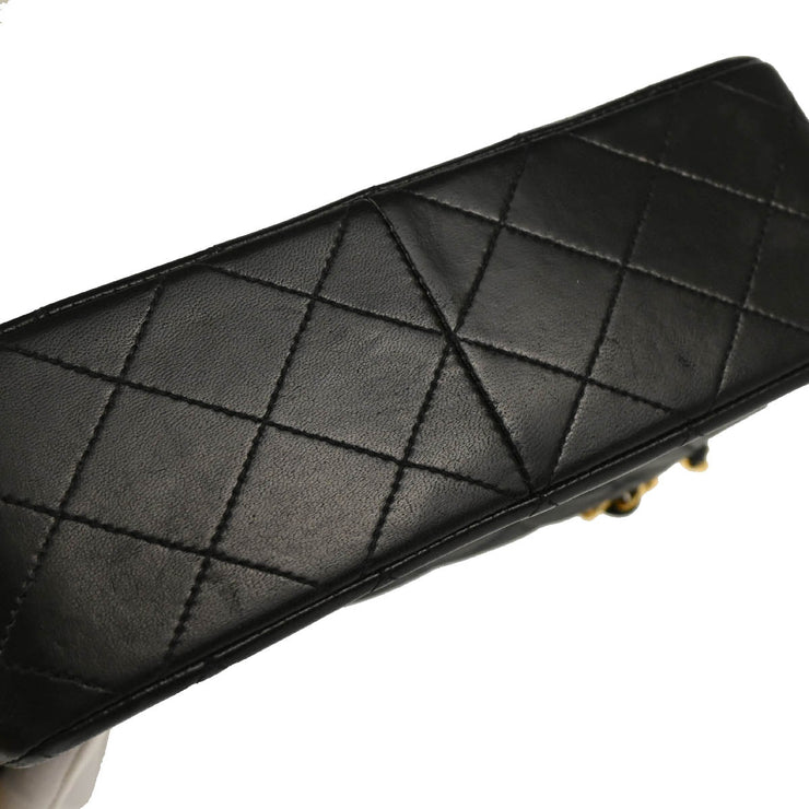 Chanel 1991-1994 Black Lambskin Classic Square Flap Shoulder Bag