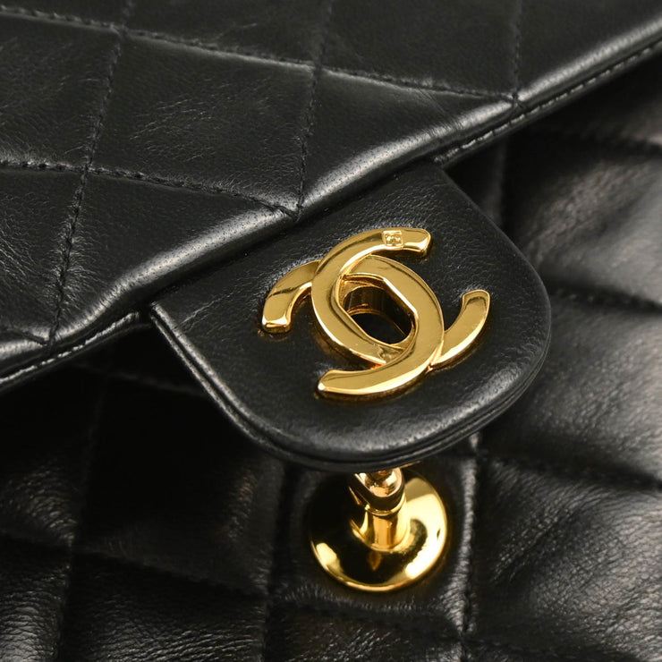 Chanel 1991-1994 Black Lambskin Classic Square Flap Shoulder Bag