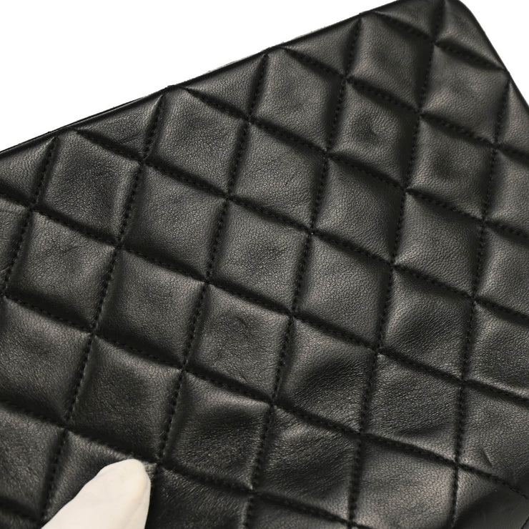 Chanel 1991-1994 Black Lambskin Classic Square Flap Shoulder Bag