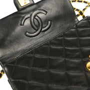 Chanel 1991-1994 Black Lambskin Classic Square Flap Shoulder Bag