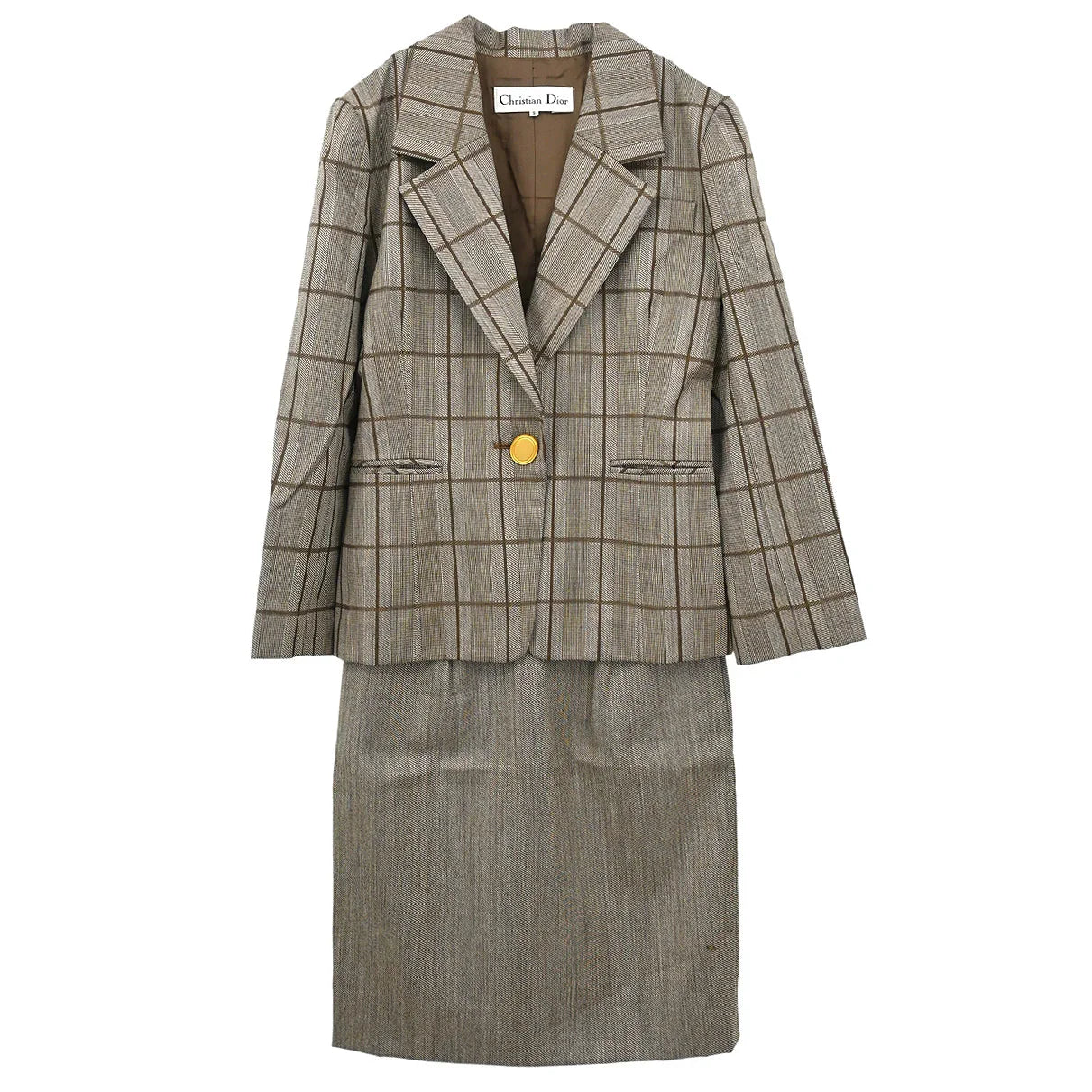 Christian Dior Setup Suit Jacket Skirt Brown #9