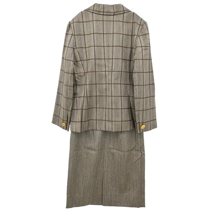 Christian Dior Setup Suit Jacket Skirt Brown #9