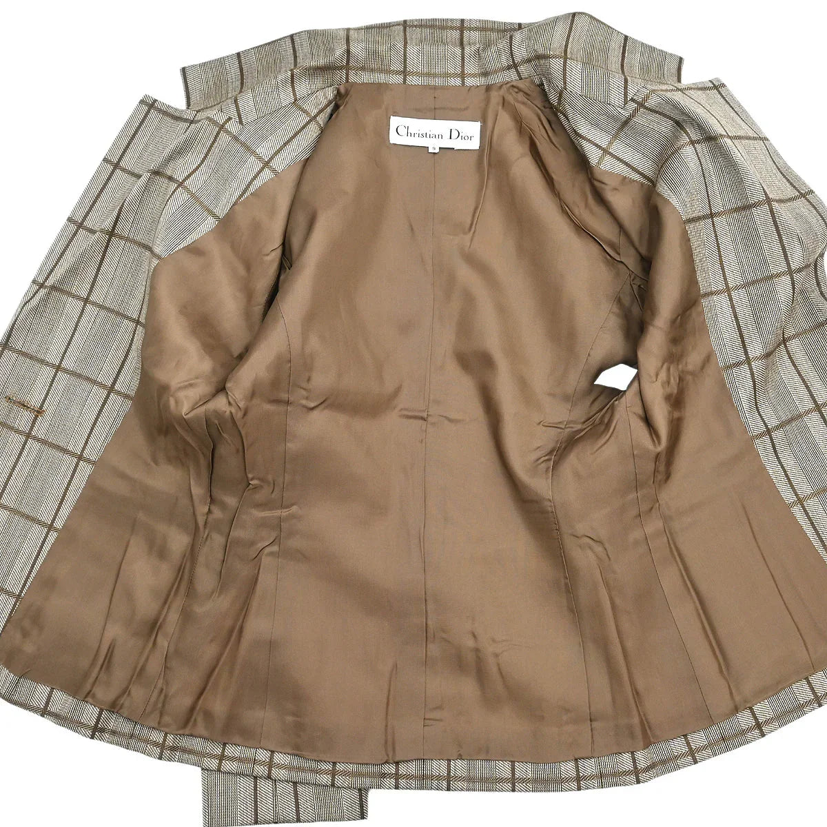 Christian Dior Setup Suit Jacket Skirt Brown #9