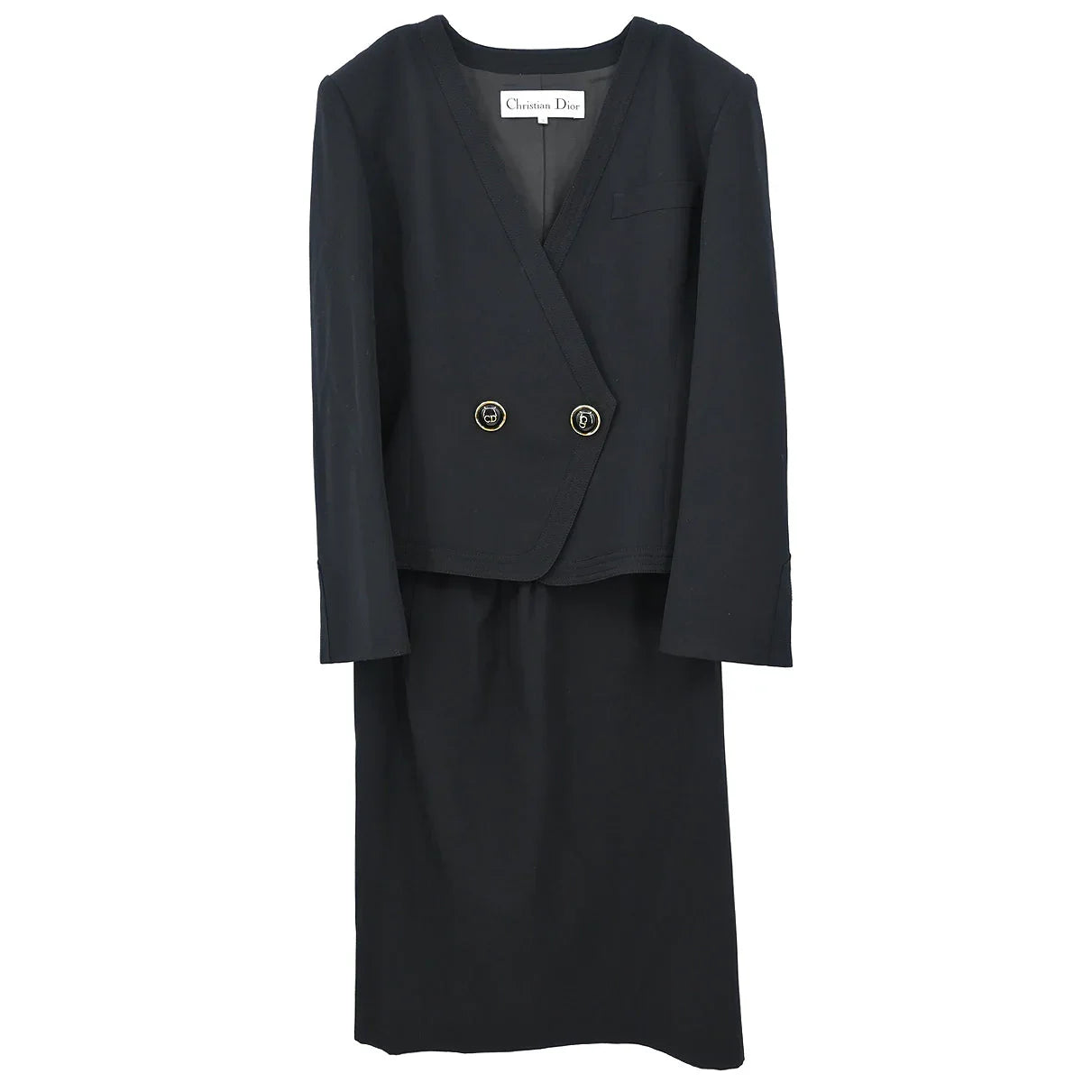 Christian Dior Setup Suit Jacket Skirt Black #9