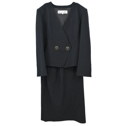 Christian Dior Setup Suit Jacket Skirt Black #9