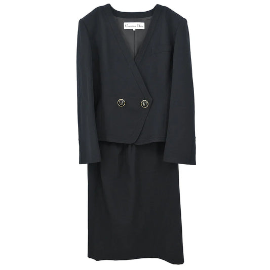 Christian Dior Setup Suit Jacket Skirt Black #9