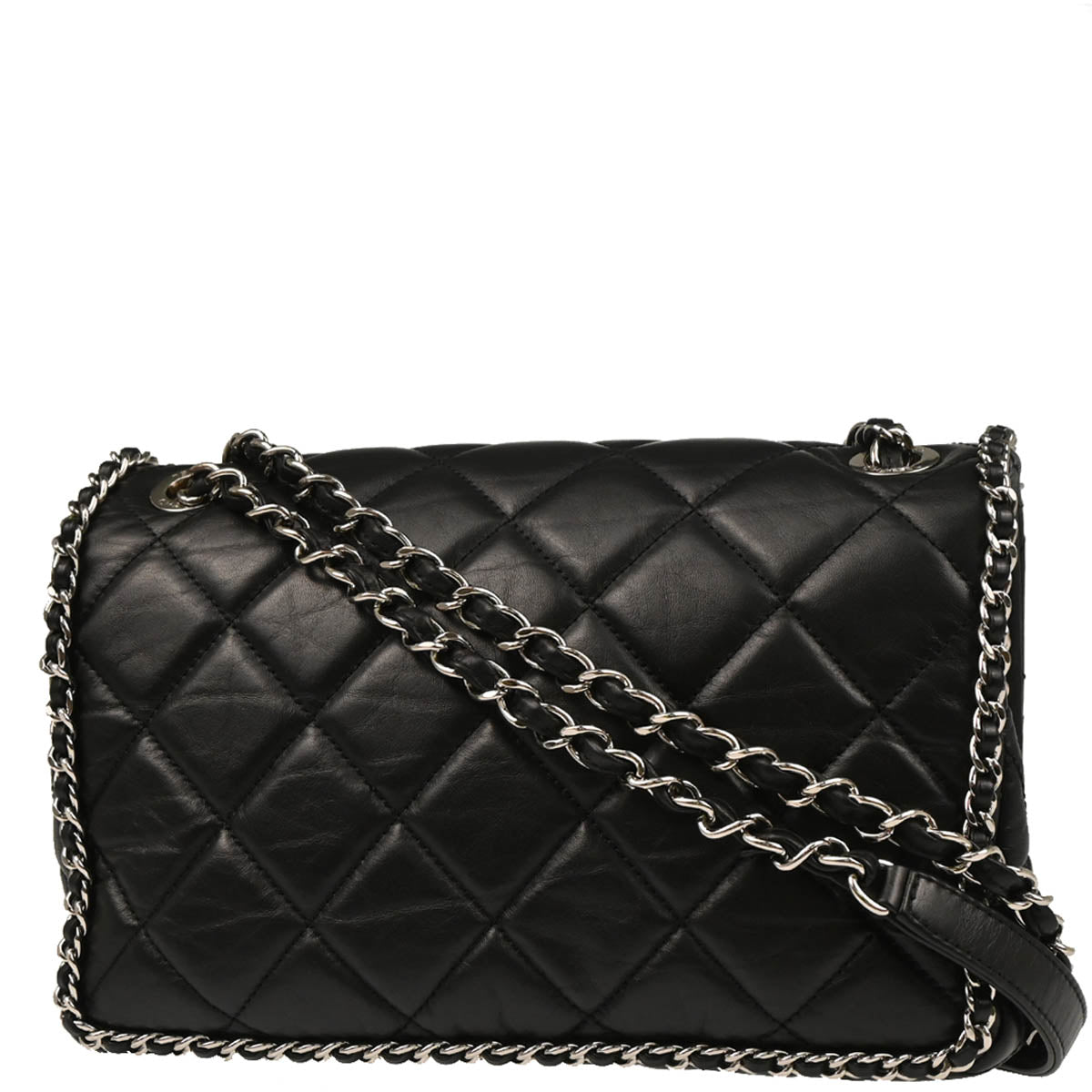 Chanel 2019 Black Calfskin Chain Around Shoulder Bag