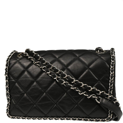 Chanel 2019 Black Calfskin Chain Around Shoulder Bag