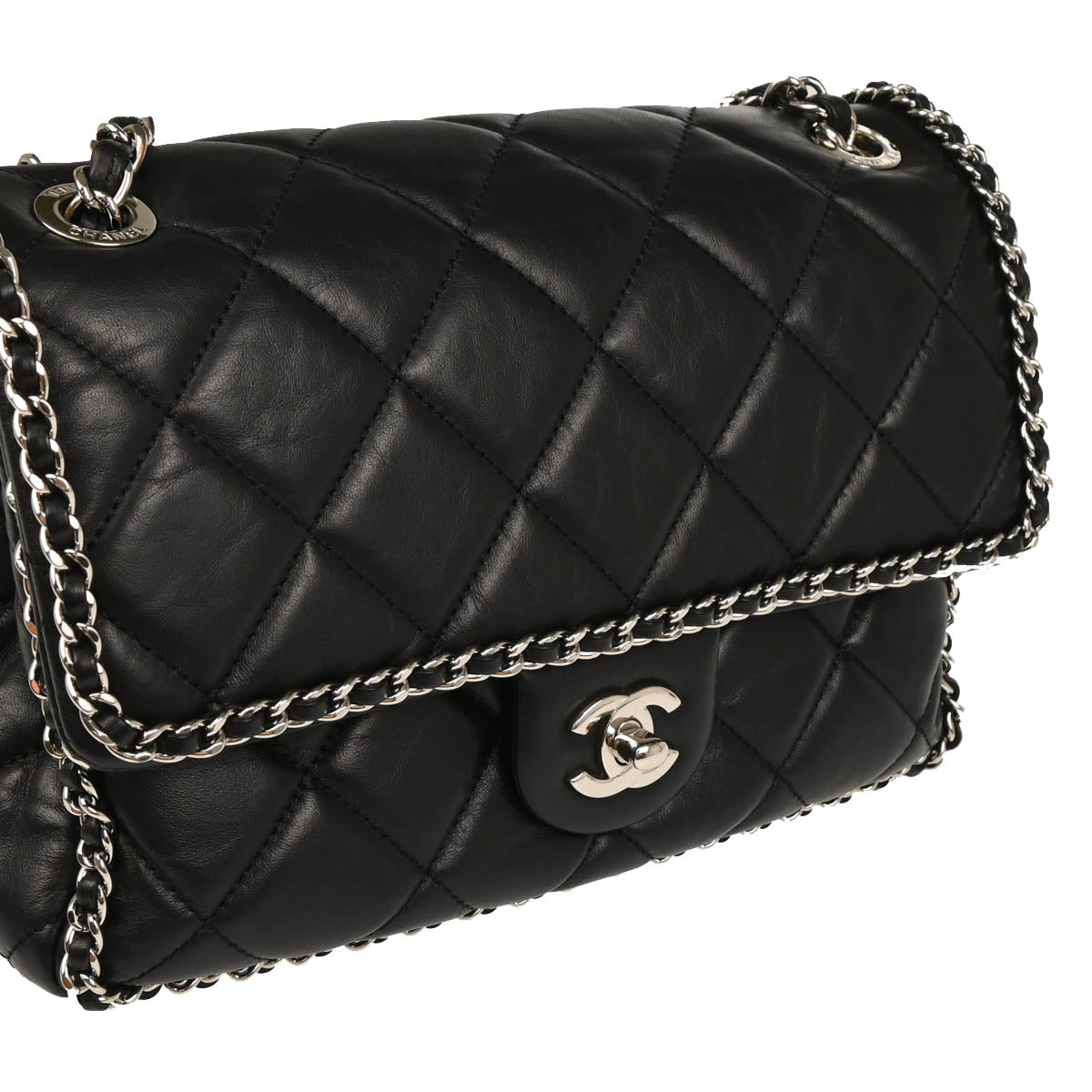 Chanel 2019 Black Calfskin Chain Around Shoulder Bag