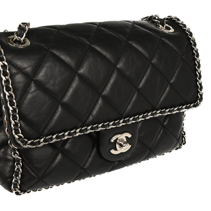 Chanel 2019 Black Calfskin Chain Around Shoulder Bag