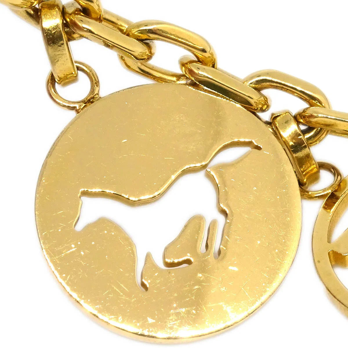 Hermes Amulet Bull Lock Key Holder Bag Charm Gold Small Good