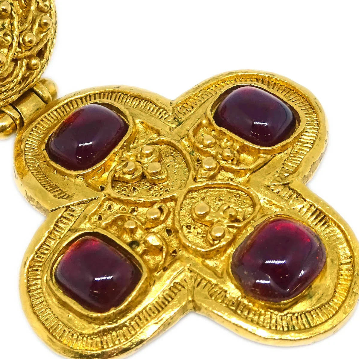 Chanel Gripoix Dangle Earrings Clip-On Gold 94A