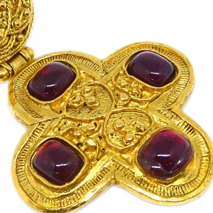 Chanel Gripoix Dangle Earrings Clip-On Gold 94A