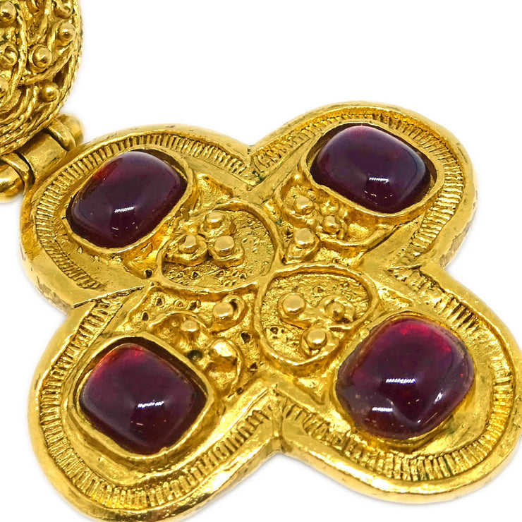 Chanel Gripoix Dangle Earrings Clip-On Gold 94A