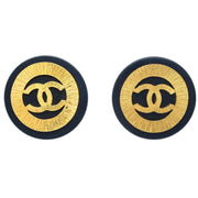 Chanel Gold Black Button Earrings Clip-On 28/29