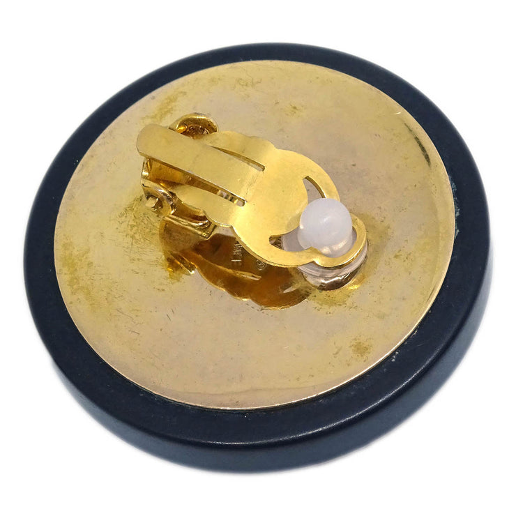 Chanel Gold Black Button Earrings Clip-On 28/29