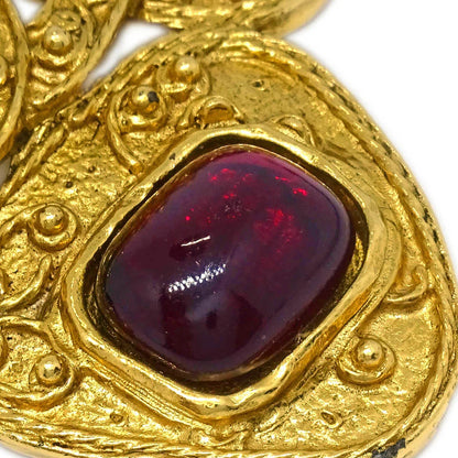 Chanel Gripoix Brooch Pin Gold Red 94A